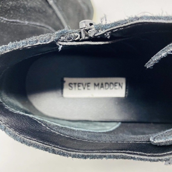 Steve Madden Size 9.5 Black Genuine Suede Wavery Wedge Sneakers - Picture 4 of 6